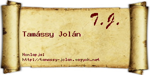 Tamássy Jolán névjegykártya